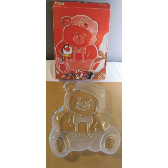 MIKASA VINTAGE 1990'S CRYSTAL HOLIDAY BEAR PLATTER 11 1/2" - Picture 2 of 6